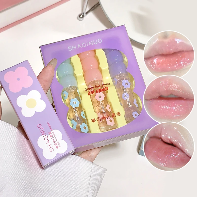 ミラー効果のある透明なオイル,保湿,ひび割れ防止,光沢のある細かいリップグロス,保湿ガラス