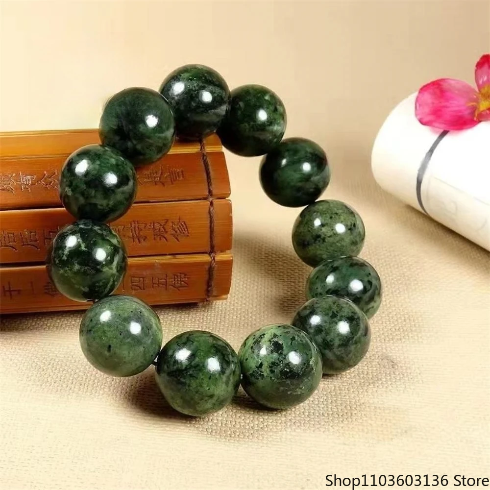 

Натуральная медицина King Stone Необработанный камень Полированный нефритовый браслет Живой магнит Зеленые круглые бусины Простые бестселлеры Модные украшения