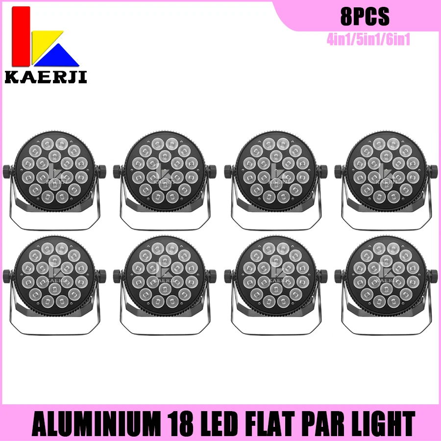 

Без налога, 8 шт., 18x1, 2 Вт/18x1, 8 Вт, светодиодный Par Светильник RGBW, 4 в 1/RGBWA, UV6 в 1, плоский парный фонарь DMX512, профессиональное оборудование для освещения сцены