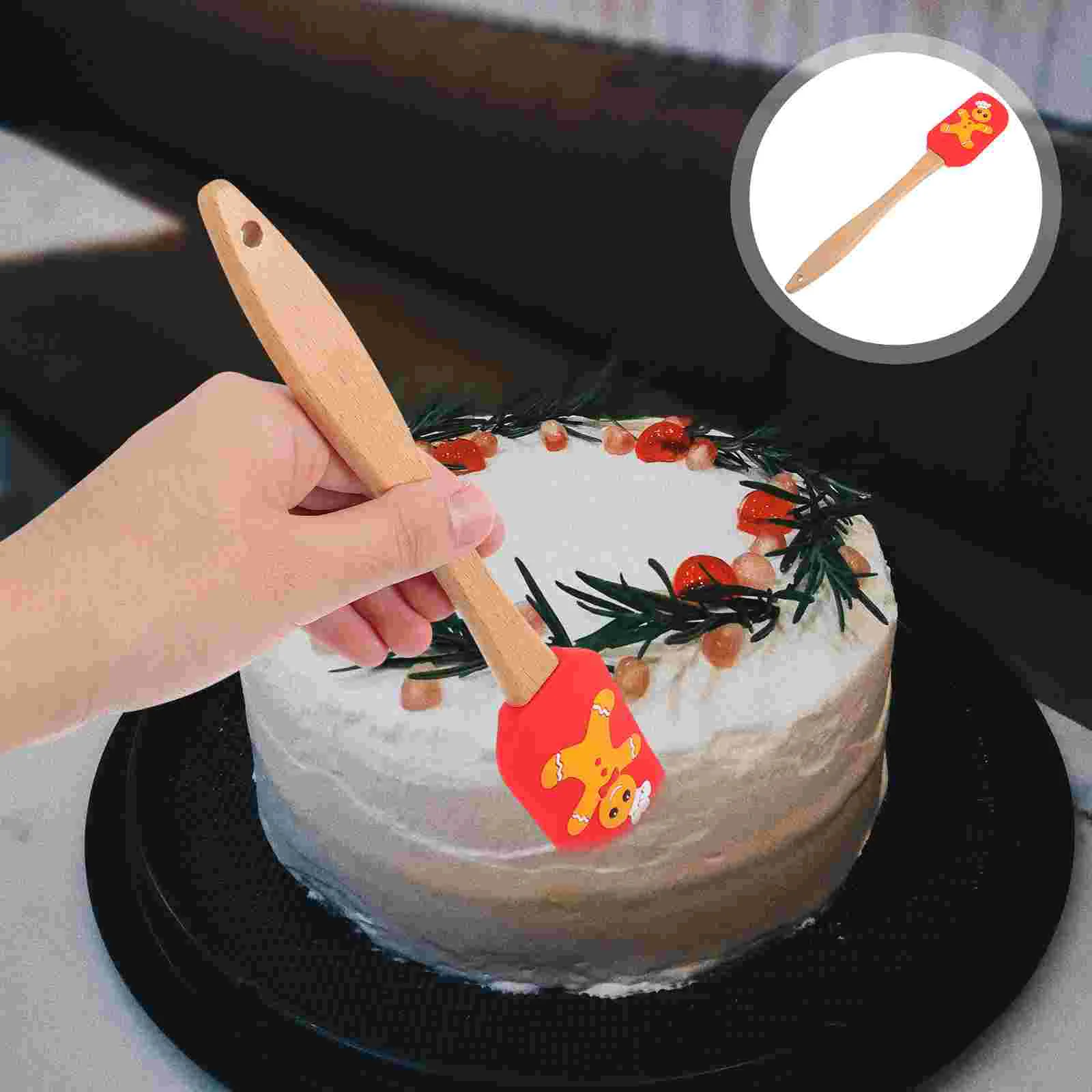 

Silicone Spatula Kitchen Utensils Supplies Spoon and Chopsticks Rest Santa Cake Butter Baking Gadget Small