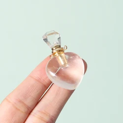 Natural Clear Quartzs Perfume Bottle Necklace Ashes Vial Natural Stone Essential Oil Diffuser Pearl Bead Chains Fit Women Gift