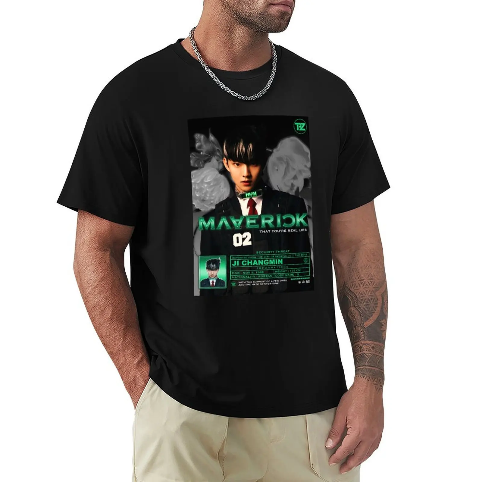 Q (Changmin) Maverick ! [The Boyz] T-Shirt Comfortable Basic Crew Neck Tee