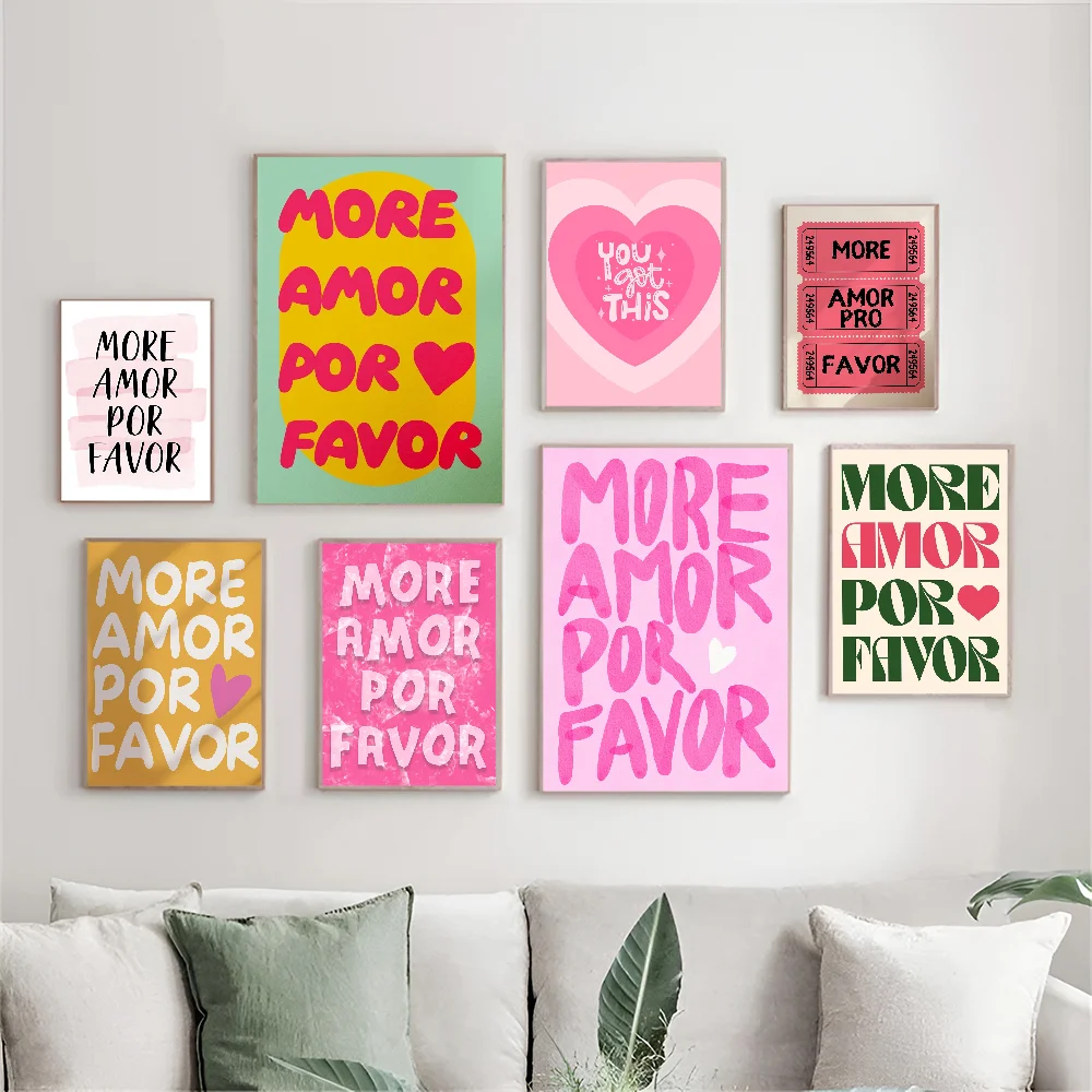 Maximalist More Amor Por Favor Love Anime Posters Sticky Whitepaper Sticker DIY Room Bar Cafe Kawaii Room Decor