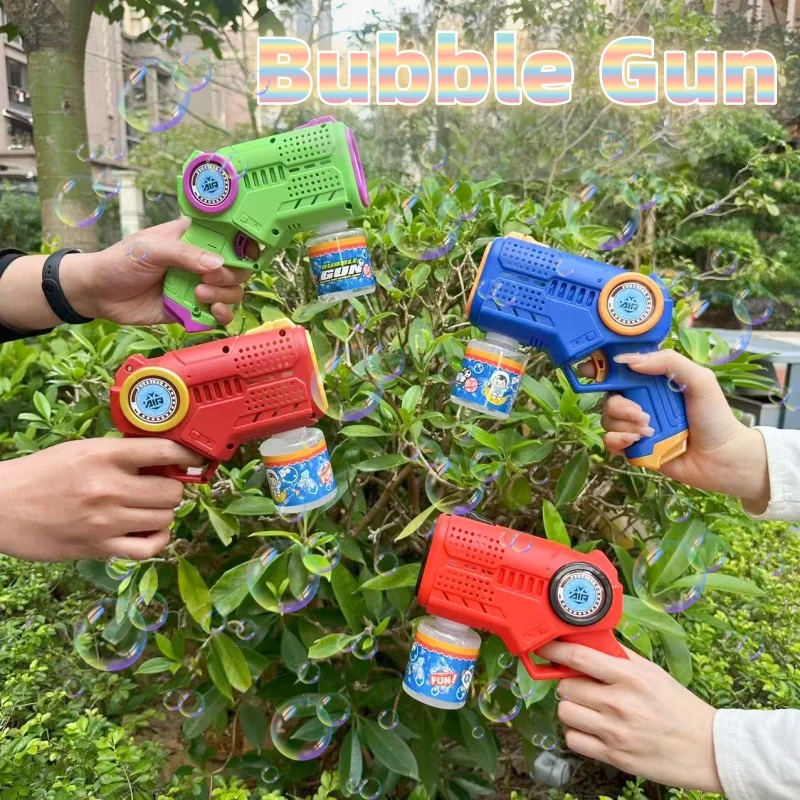 Bubble Gun Toy, Handheld Electric Outdoor Luminous Bubble Blower，with Bubble Liquid, Outdoor Summer Sports, Wedding Party