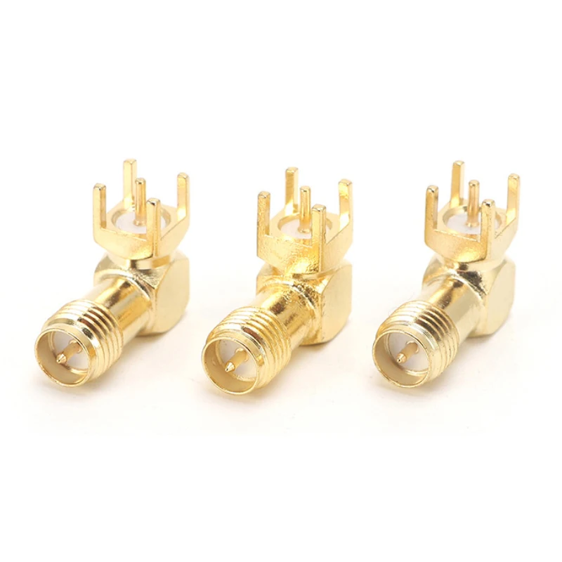 5PCS/Lot RP SMA Female Adapter Thru Hole Plugs Right Angle 90 Degree ( SMA-KWE ) Mount Copper Connector RF Adapters Wholesale