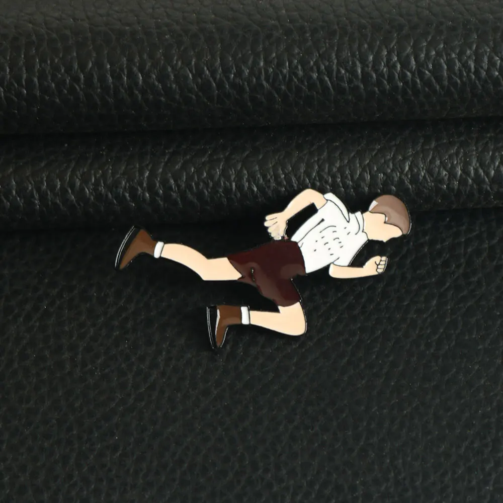 ภาพยนตร์คลาสสิกรูปเคลือบ Pins เข็มกลัดแรงบันดาลใจ Active Living Running Man Forrest Gump Badge คอสเพลย์ Props Lapel Pin Jew