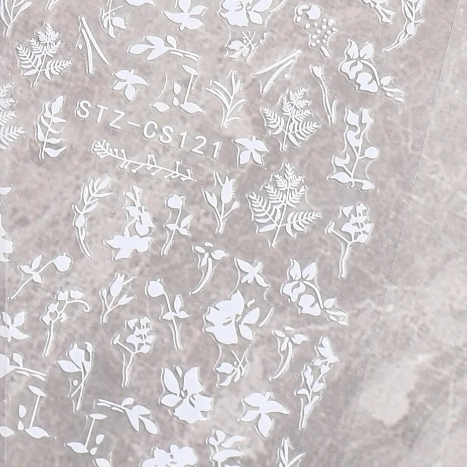 2 pezzi adesivi per nail art con foglie bianche e nere per la primavera estate disegni ciondoli cursori autoadesivi decalcomanie decorazioni per unghie fogli