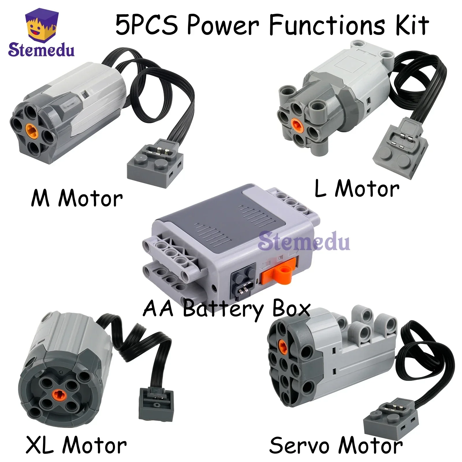 5PCS MOC Power Functions Kit 8881 AA Battery Box 8883 88803 8882 88804 Building Blocks M L XL Servo Motor for Legoeds