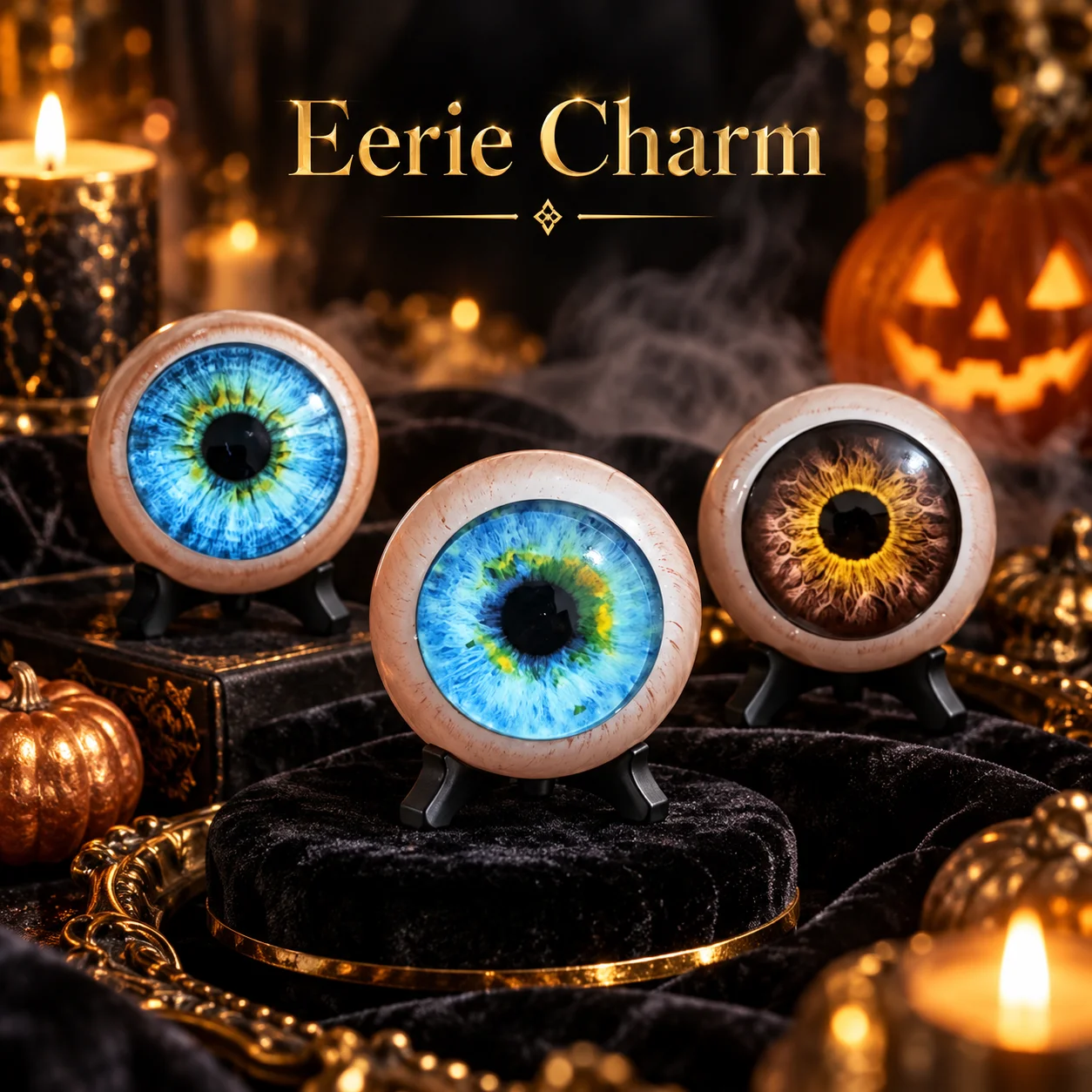 F3 Realistic Eyeball Statue Horror Decor Halloween Prop Fake Eye Ornament Creepy Desktop Home Decoration Collectible