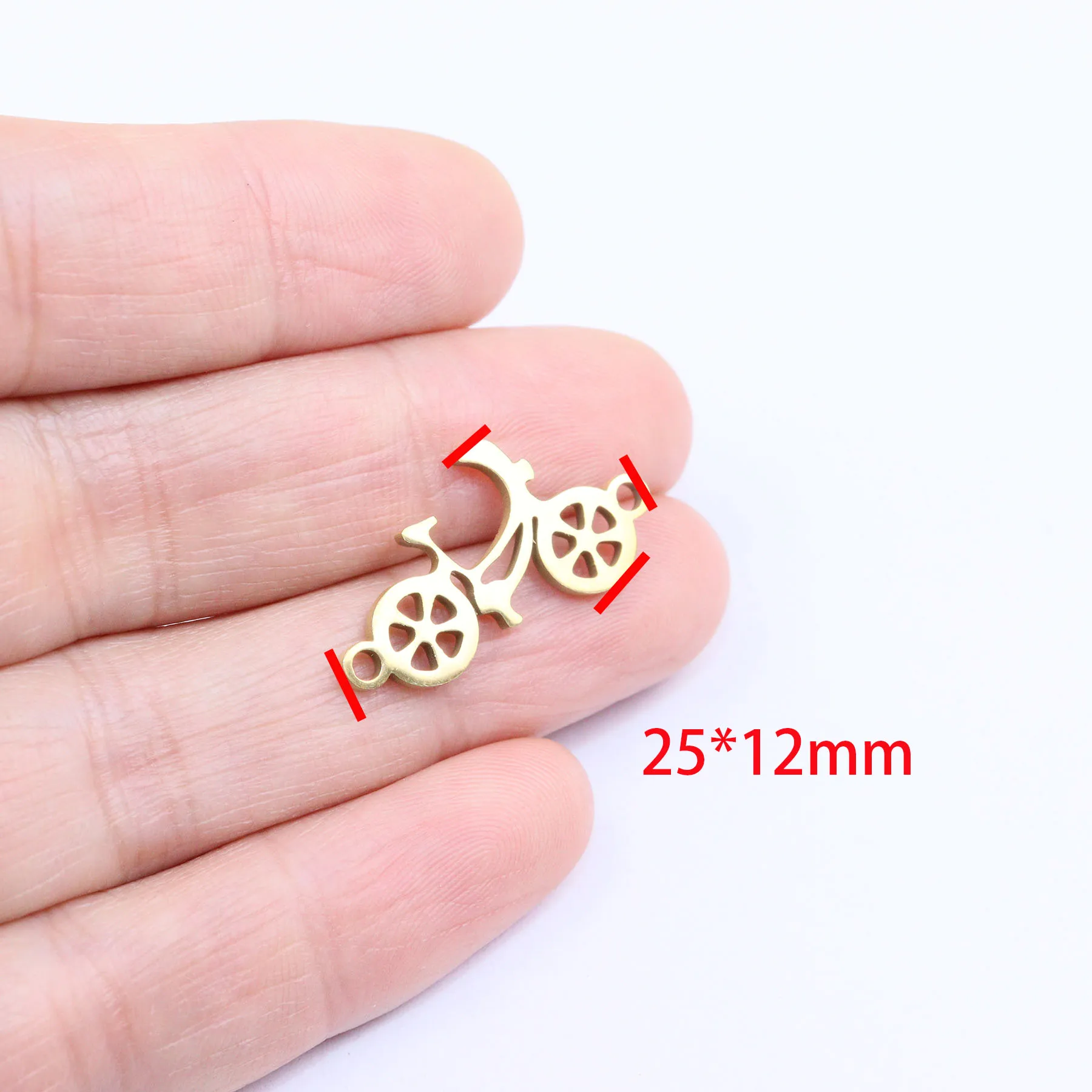 5pcs Wholesale Stainless Steel Key Bicycle Charm Connector Fashion Jewelry Anti-allergy Pendant DIY PVD Plate Earrings Bracelets