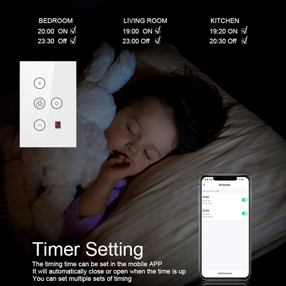 Tuya Zigbee Smart fan switch connessione di rete APP telecomando Alexa e Google Assistant AC110V 220V controllo vocale