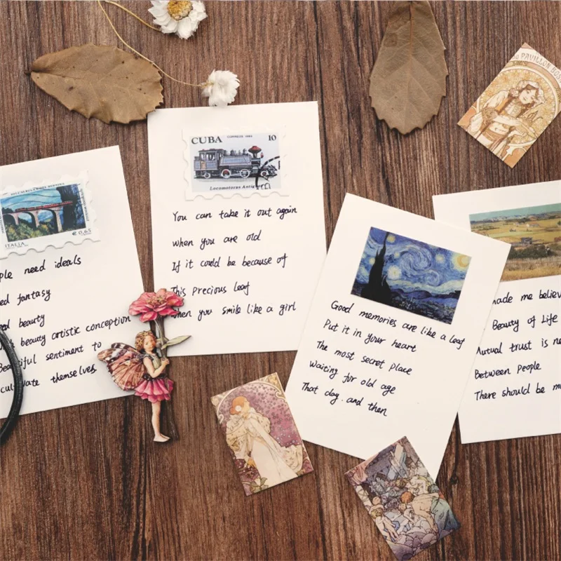 100pcs/box Vintage Story Material Paper Scrapbooking Card Making Journaling Project DIY Diary Decoration Student Stationery