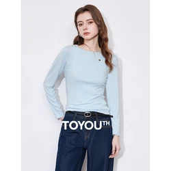 TOYOUTH Women Two Piece Long Sleeve T shirt 2025 Spring New Long Sleeve Pullover Tops