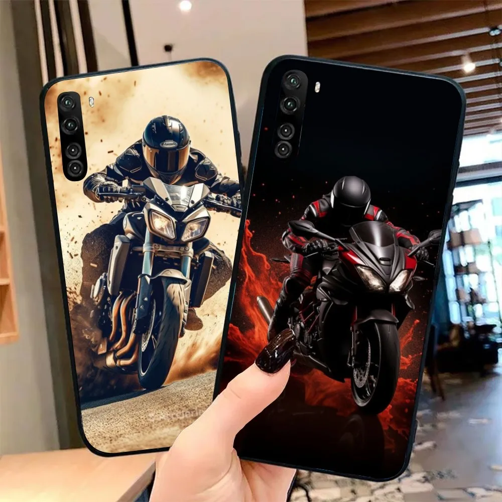 Motorcycle Rider Mobile Cell Phone Case for OPPO Find X5 X3 X2 A93 Reno 8 7 Pro A74 A72 A53 Black Soft Phone Cover Funda