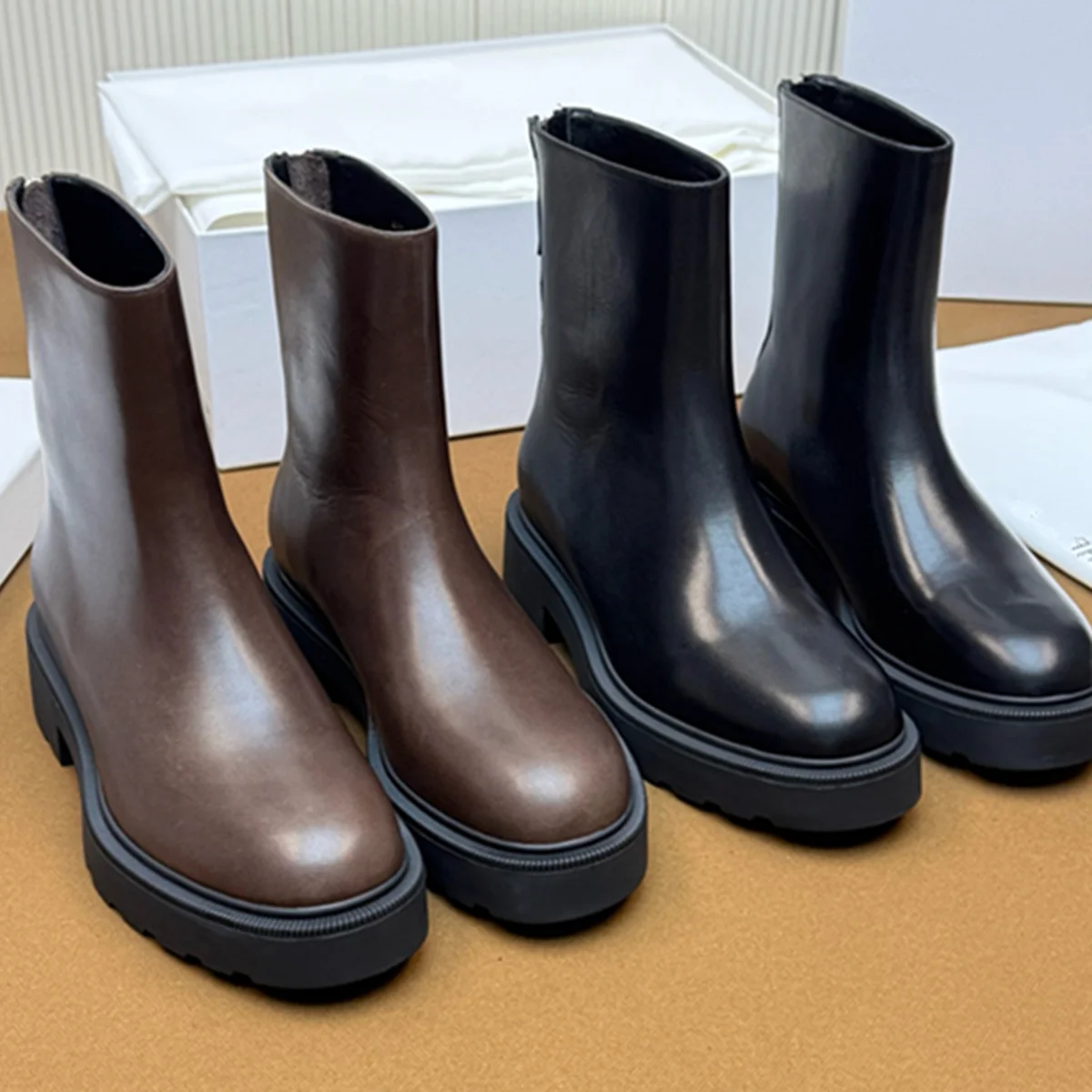 

Jenny&Dave 2026 Fashion Nordic Minimalist Handmade Genuine Leather Chelsea Boots Autumn And Winter Zippered Women's Boots Shoes