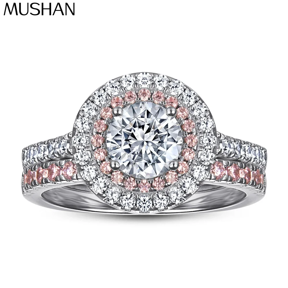 MuShan Designer Jewelry 925 Sterling Silver Ring Cubic Zirconia 5A Triangle Party for Wife Rhodium Plated Fine Jewelry Rings