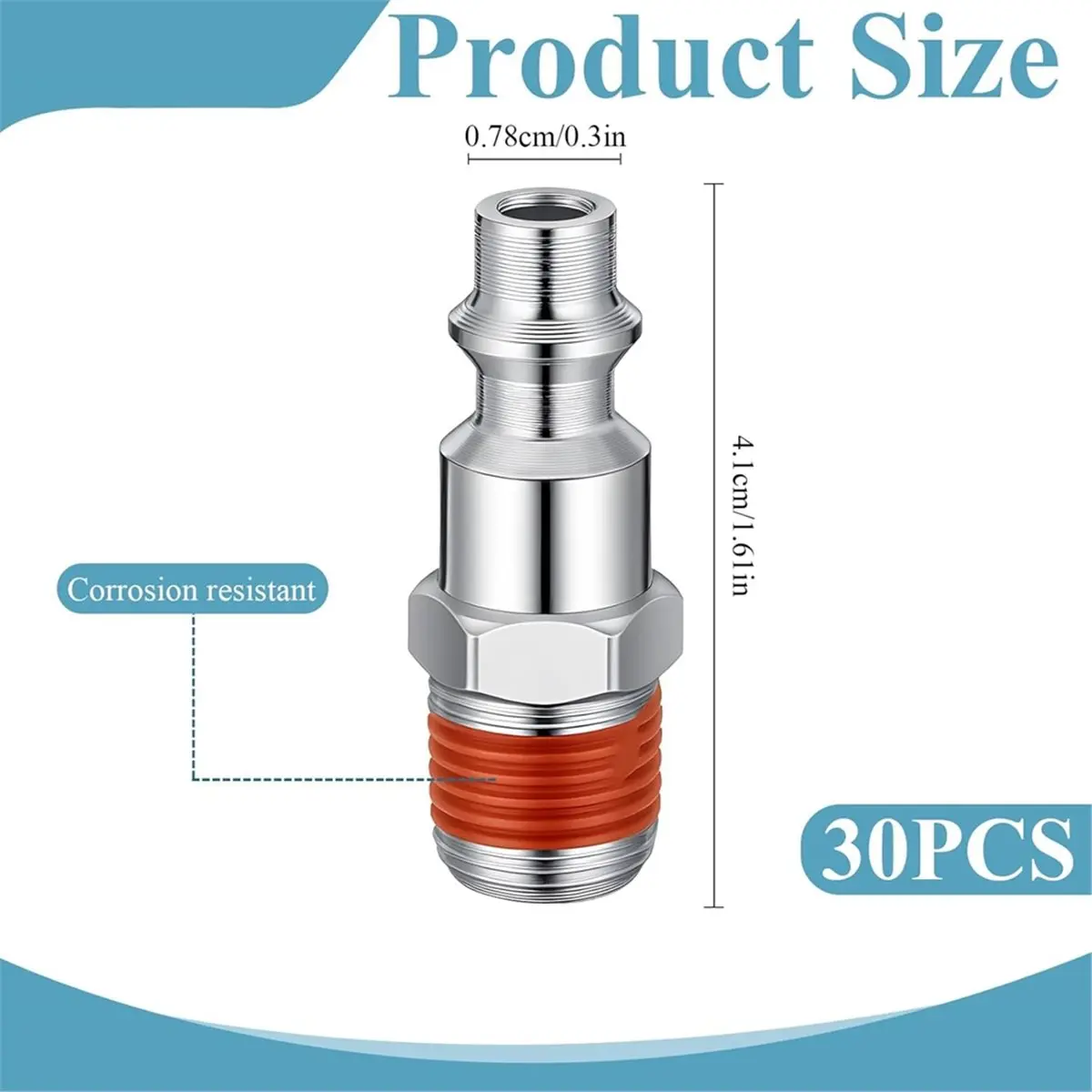 30 Pcs 1/4'' Male NPT Industrial Plugs Kit Pneumatic Plug Iron