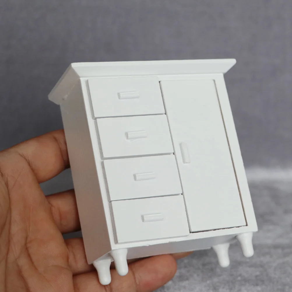 House Side Cabinet Decor Furniture Mini Crafts Wood Miniature Model Adornment Wooden Micro Scene