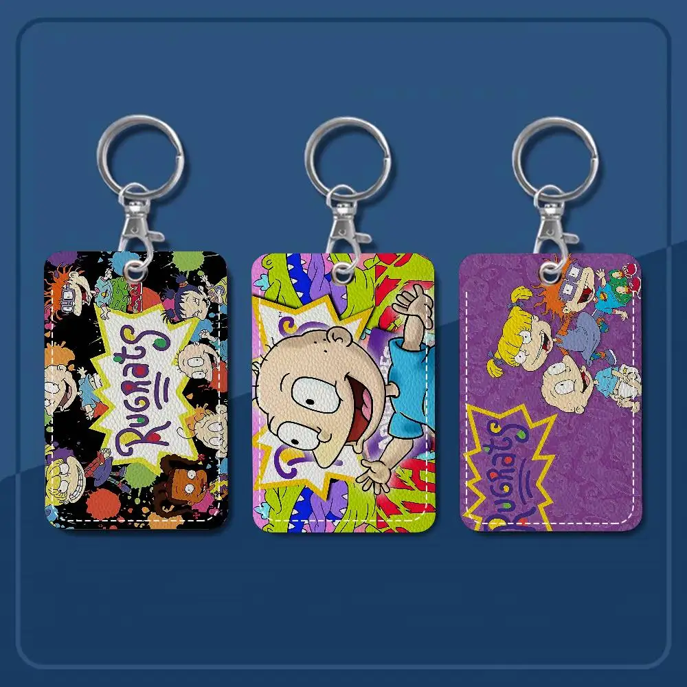 Classic Children Animation R-Rugrats Style PU Access Card Holder With Keychain - Executive Protection For Bank Card Subway Bus