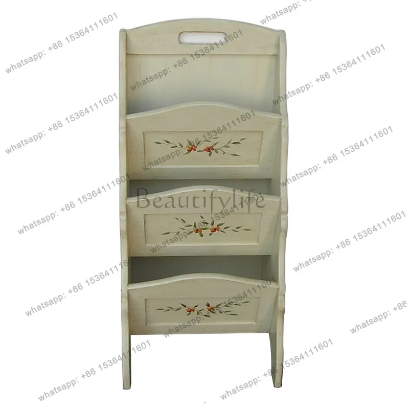 LS American book and newspaper rack Vintage storage Magazine rack Display pastoral painted furniture Miscellaneous rack