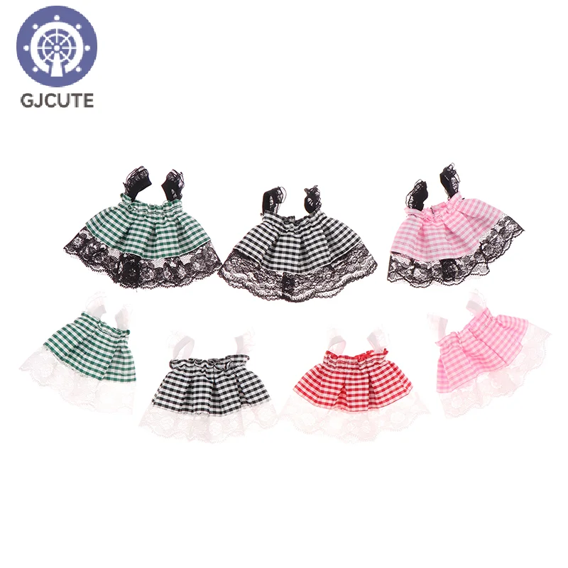 Halter-neck Plaid Skirt For 13cm Lace Doll Dress Doll's Dress-up Accessories Dolls Changing Clothes Toys Girls Gift