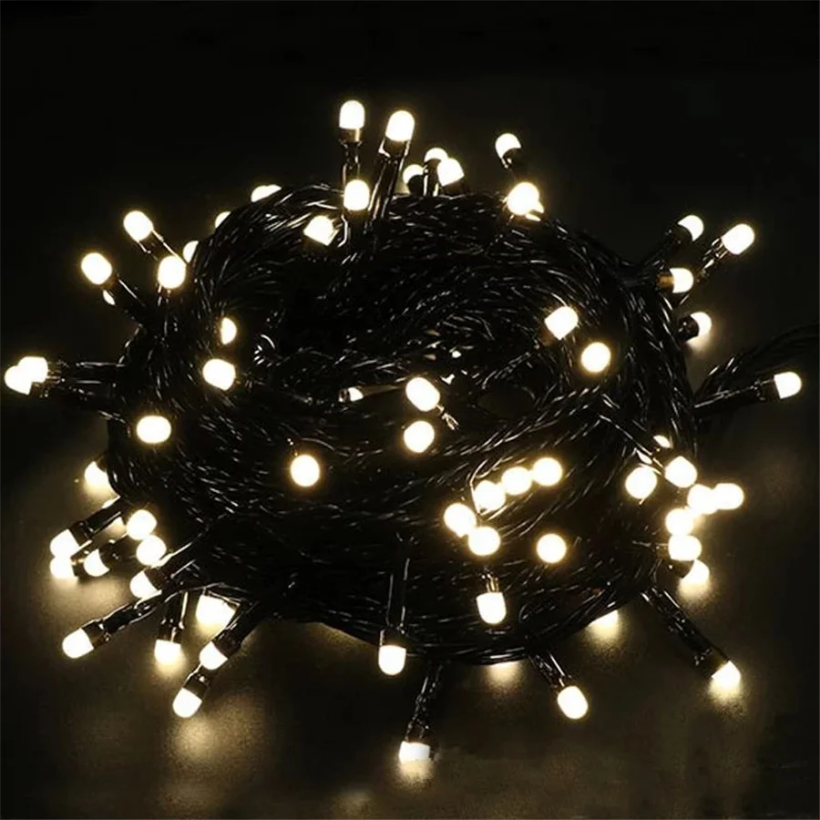 Outdoor impermeável LED Christmas Fairy Lights, Guirlanda String Lights para jardim, festa de casamento, decoração do feriado, 8 modos, 10m, 50m, 100m