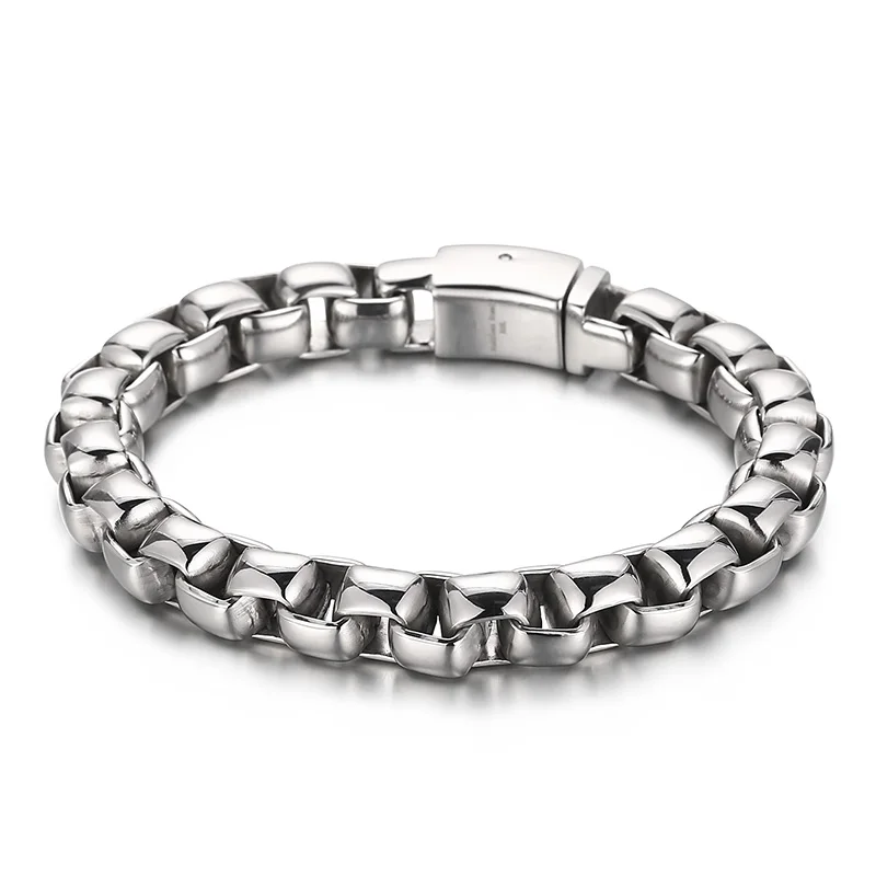 

Мужской браслет с массивной квадратной цепью роло из нержавеющей стали, хип-хоп украшение для подарков, 10 мм, 8,5 дюйма