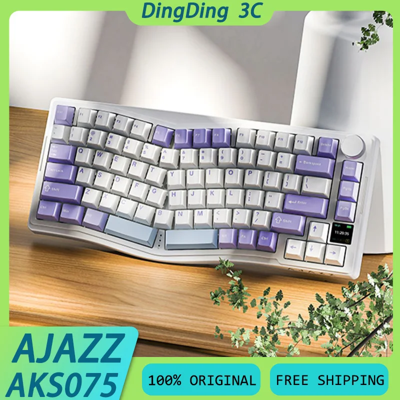 AJAZZ AKS075 Wireless Mechanical Keyboard 3mode Hot Swap Gasket RGB VIA Low Latency E-sports Gaming Keyboard Custom PC Accessory