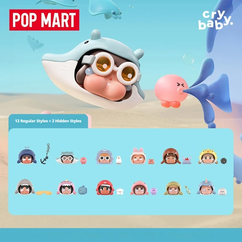 Official Authentic Pop Mart Crybaby Tears In Sea Series Blind Box Collectible Figure Desktop Ornament Surprise Toy Girls Gifts