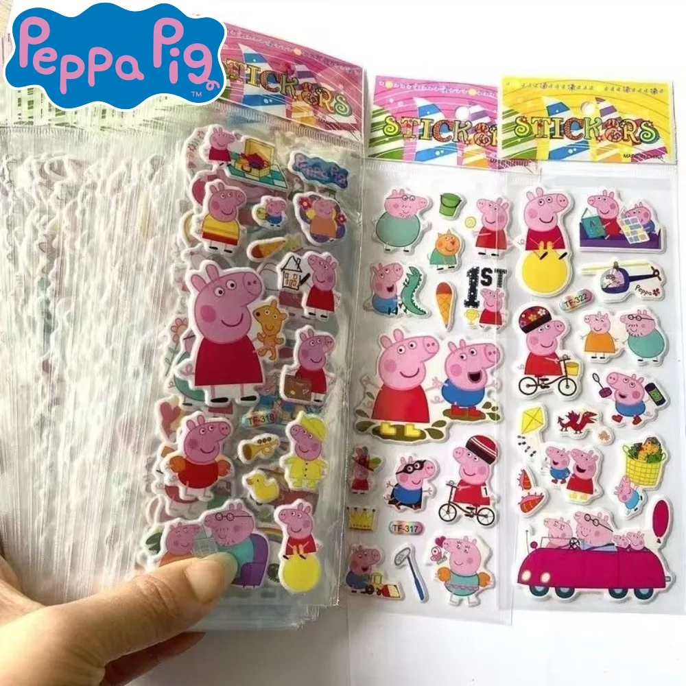 Peppa Pig George 3d Bubble Sticker Pig Home Cartoon Pattern Kid's Notebook Water Cup Sticker Toy Christmas Gifts