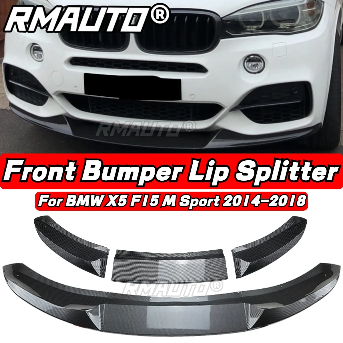 3Pcs/Set Car Front Bumper Lip Splitter Spoiler Diffuser Cover Guard Body Kit For BMW X5 F15 M Sport 2014-2018 Car Accessories