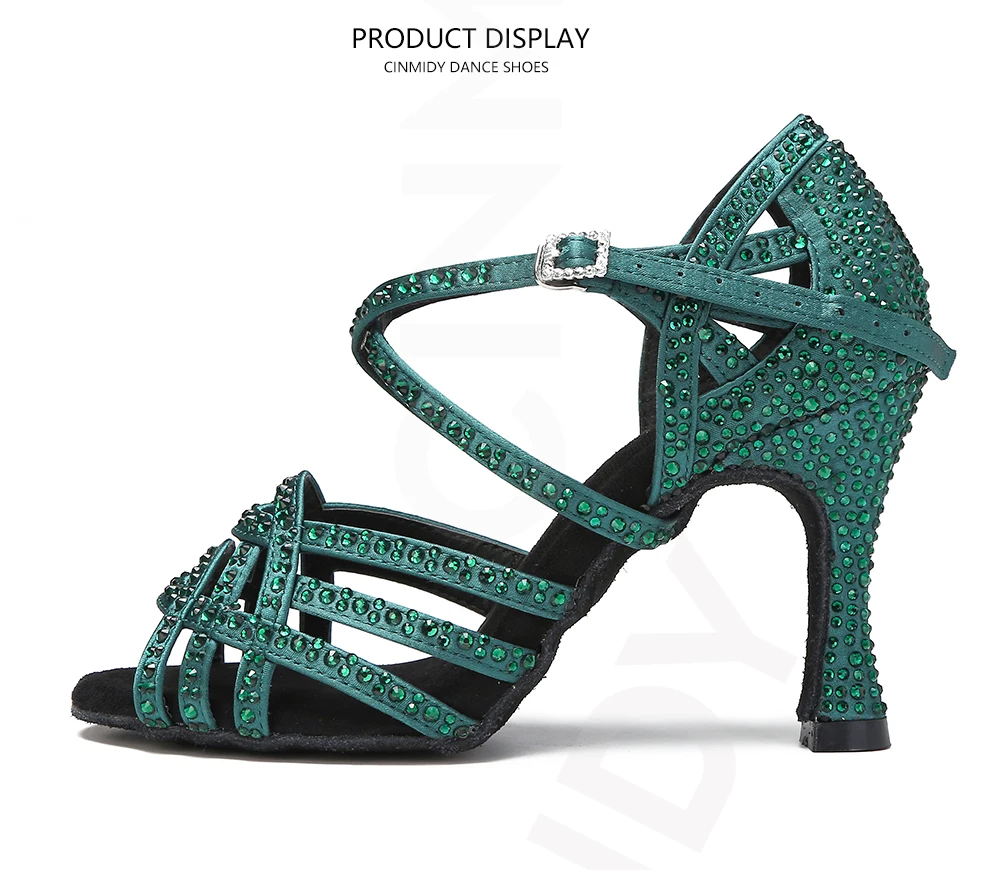 CINMIDY Blaue Lateinamerikanische Tanzschuhe, Damen-Ballsaal- und Party-Schuhe, weiche Sohle, Salsa-Performance-Schuhe zum Tanzen, Damen-Sandalen, Grün – Detail 11
