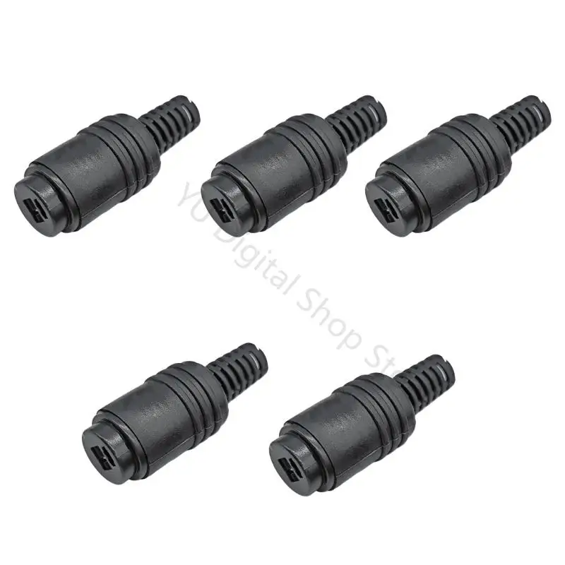 96BA Black 2 Pin Auditory Cable Repair Plugs 5 Piece Pack, ABS Housing for DIY Wire Assembly, Replacement Use, and Service Tasks