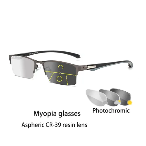 Gafas de lectura fotocromáticas multifocales para hombre, lentes de negocios con bloqueo azul Bifocal, antirradiación para ordenador, ver gafas lejanas