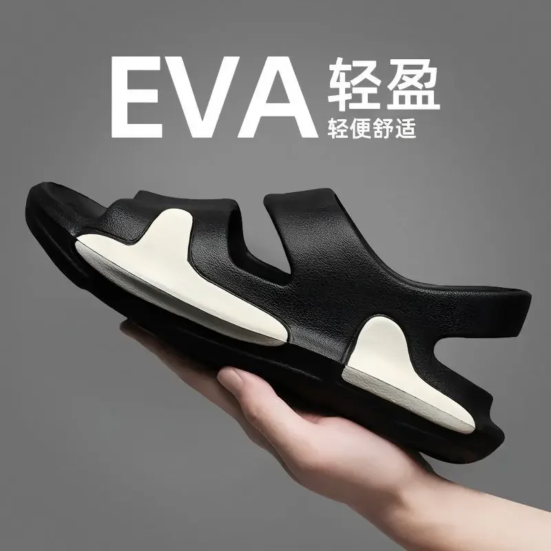 

Summer Men Slippers Fashion Thick Bottom Hole Shoes EVA Slippers Anti Slip Baotou Slippers Outdoor Beach Garden Shoes 2024 New