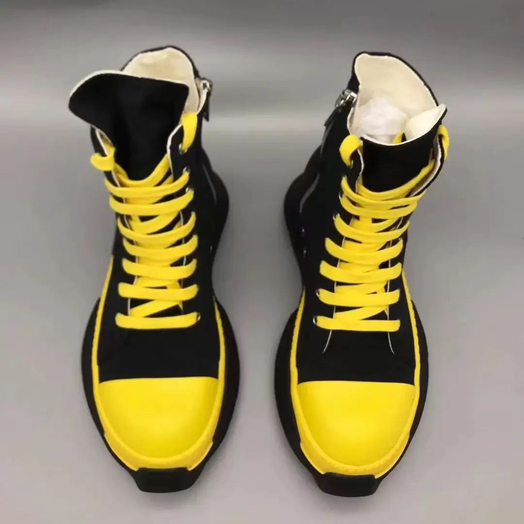 Men Shoes Casual Canvas Platform Increasing Double Sole High to Ankle Shoes For Women Brand Vintage Luxury Designers