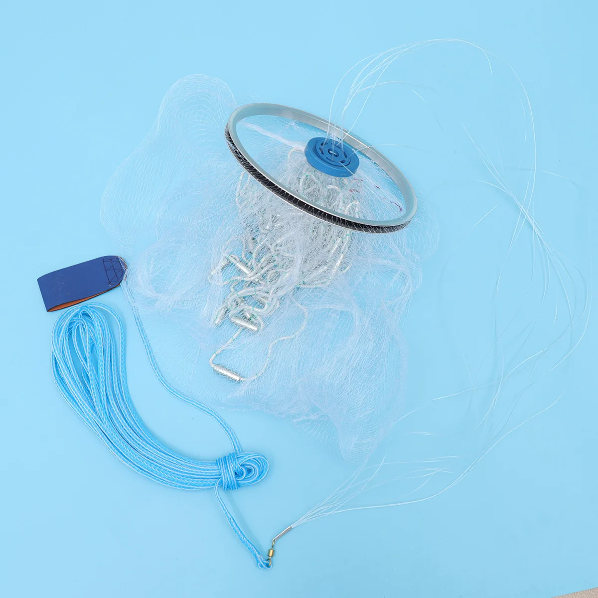 

4 .2M Hand Throw Net Fishing Foldable Bait Cast Mesh Trap Portable American Style