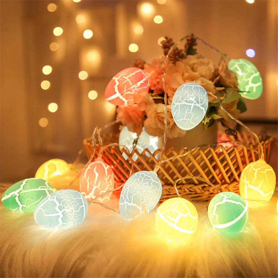 TIRVOSE-Cadena de luces con forma de huevo, guirnalda navideña alimentada por batería, luces de hadas para fiesta, boda, decoración de vacaciones, 10/20 led