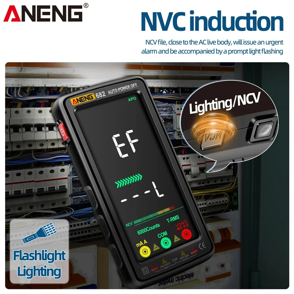 ANENG-VAリバースディスプレイマルチメーター、ammeter、ブザーテスター、充電式マルチメーター、電気測定ツール、682プロ