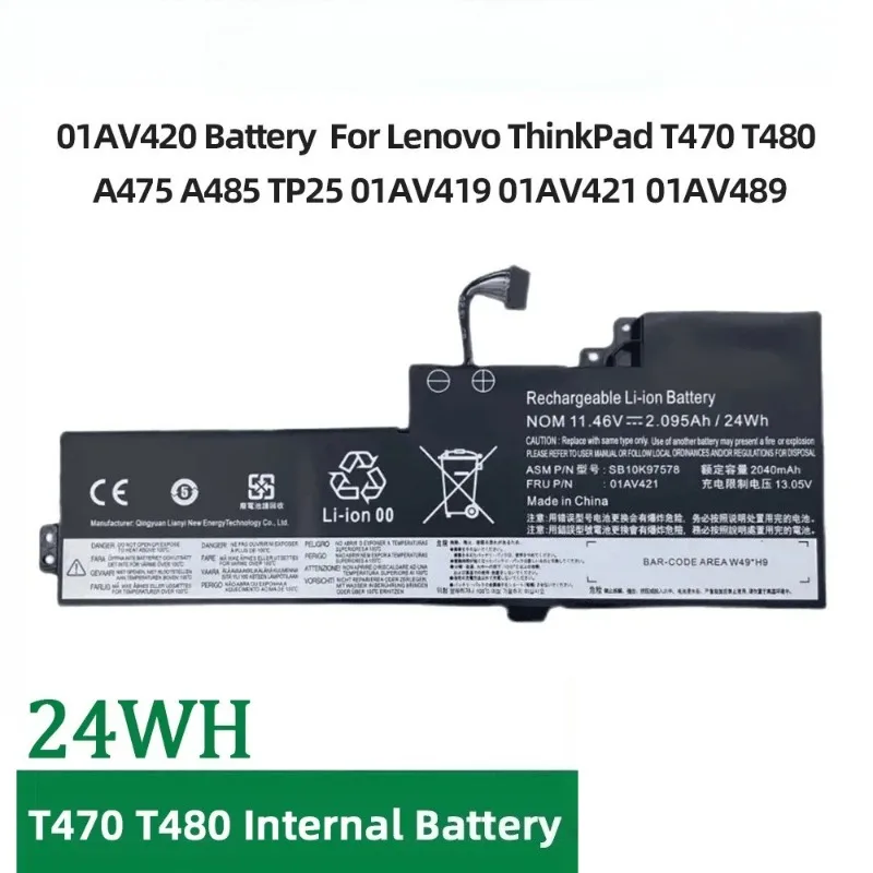 

VBCX 01AV421 Internal Battery for Lenovo ThinkPad T470 T480 T570 T580 TP25 01AV489 01AV420 01AV419 01AV425 01AV427 01AV428