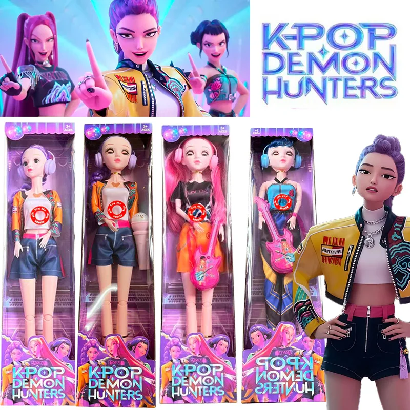 

﻿ NEW KPOP Demon Hunters Character Doll Toy with 17 joints Lights music ,Rumi Mira Zoey Decoration christmas Suprise Kids Gifts