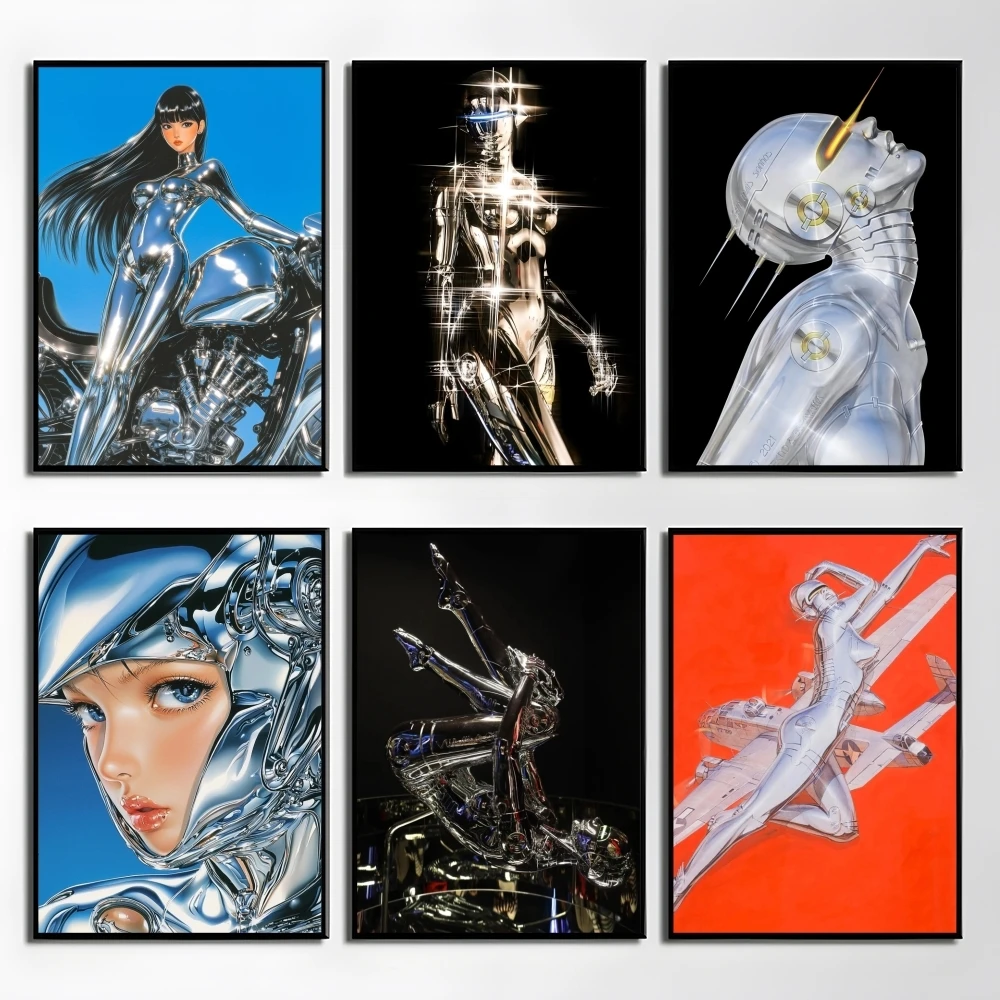 Póster mecánico con estética mecánica H-Hajime S-Sorayama, pegatina perfecta, arte autoadhesivo diseñado para el hogar, comedor, oficina, duradero