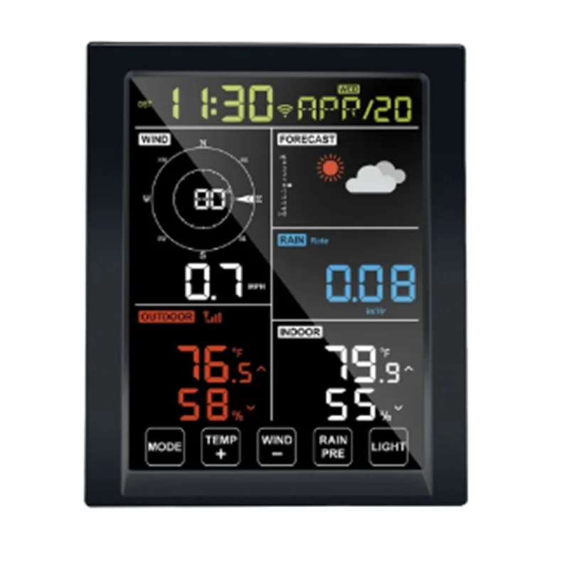 WN1980 C Weather Station Display Console Receiver WLAN Gateway, Self-Contained Barometric Temperature Humidity Durable
