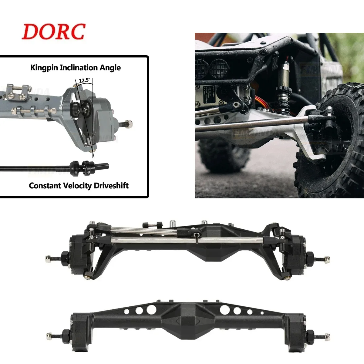 1/10 RC Crawler Aluminum Offset Portal Axle – Capra w/ Constant Velocity Shaft & Adjustable Upper Mount
