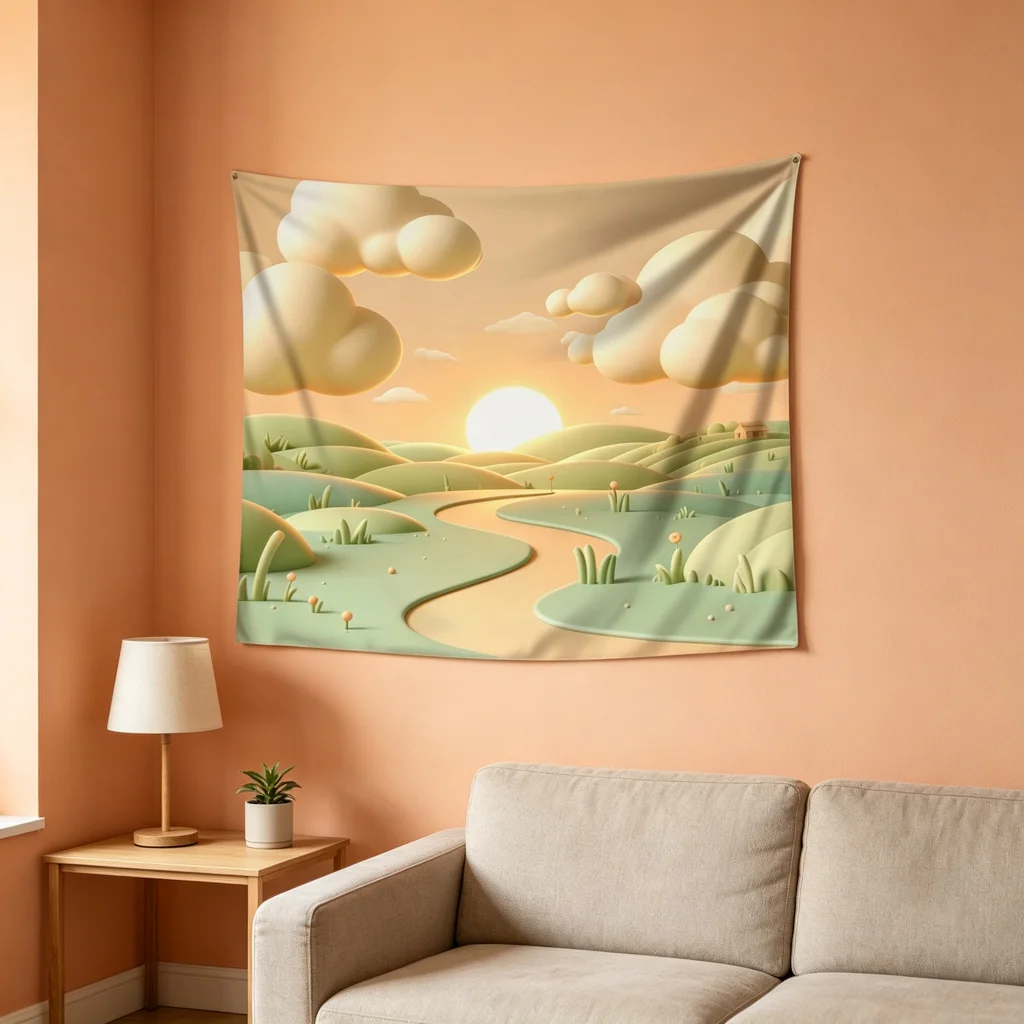 1PC Cloud Sunset Print Backdrop Banner, Bedroom Living Room Photo Background, Polyester Wall Hanging, Home Decor, Wall Art