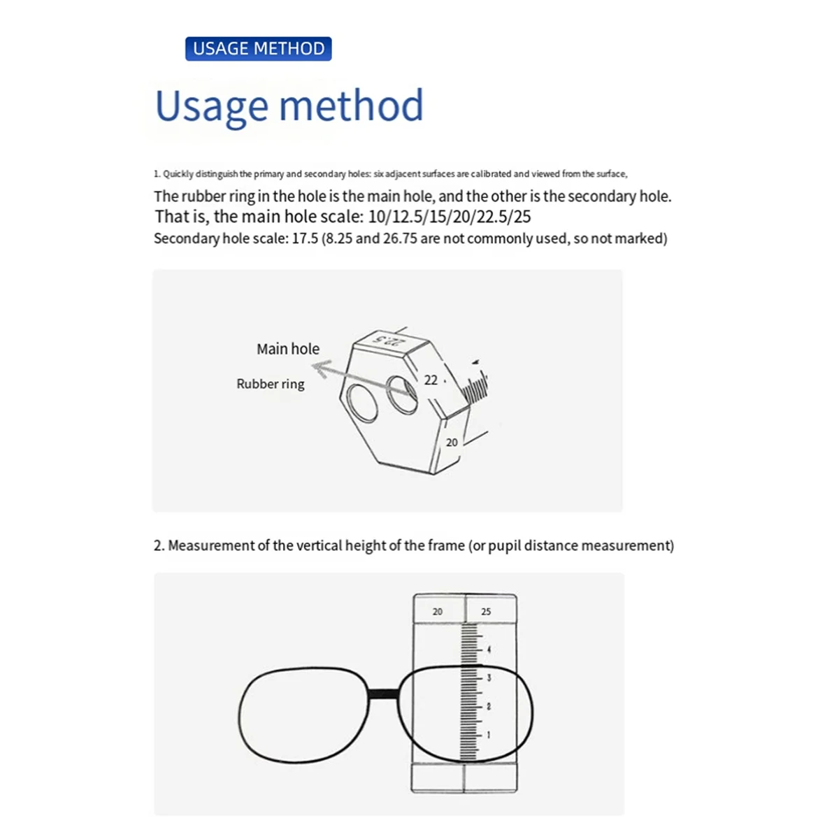 AA98 Eyeglasses Horizontal Vertical Line Measure Construction Marker Tool Multifunction Portable Optical Laboratory Accessory