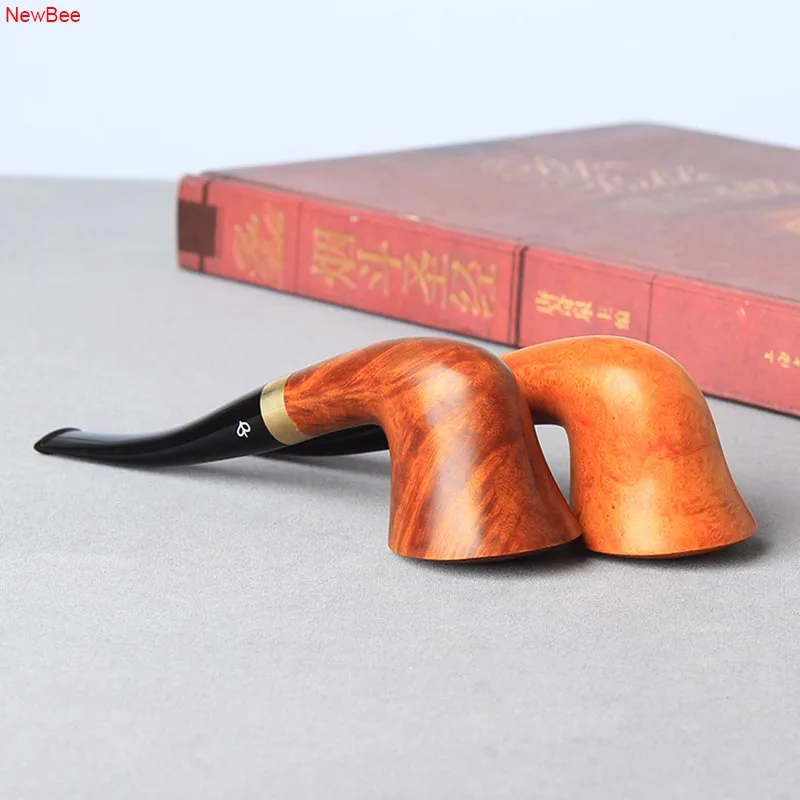 MUXIANG Handmade Briar Wood Tobacco Pipes Loop Decor Bent Smoking Pipe With 9 MM Filter Free 10 Smoking Tools Kit Premium Gifts