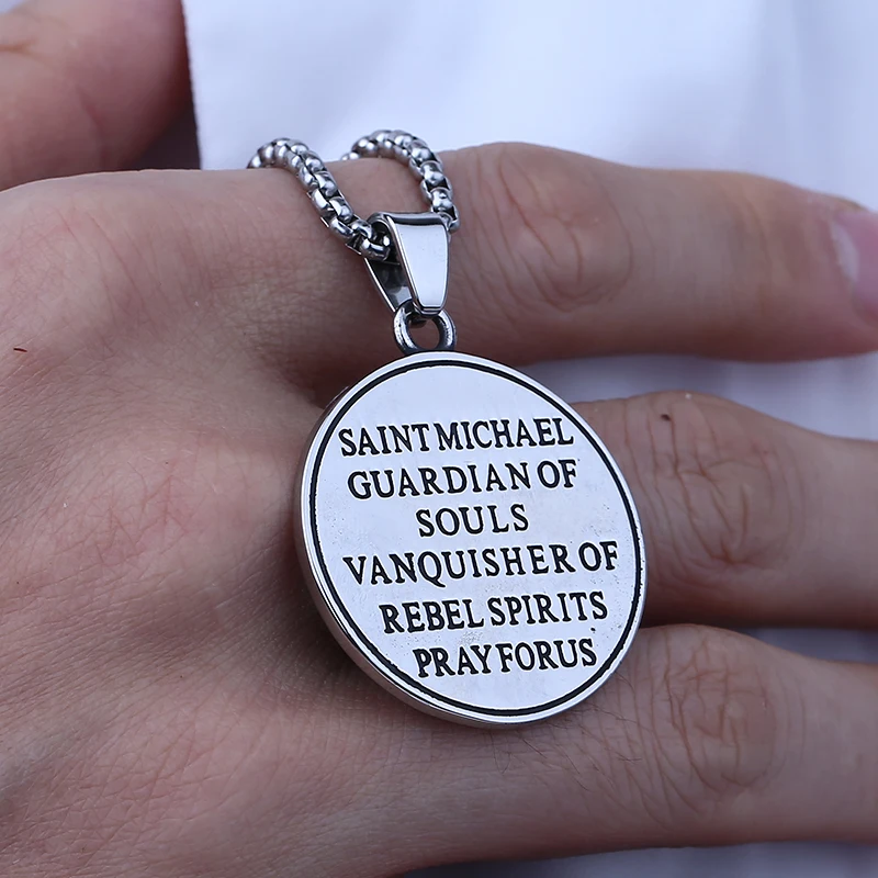 موضة 316L الفولاذ المقاوم للصدأ سانت مايكل حمايتنا قلادة قلادة للرجل المرأة المختنق مجوهرات دروبشيبينغ هدية حفلة