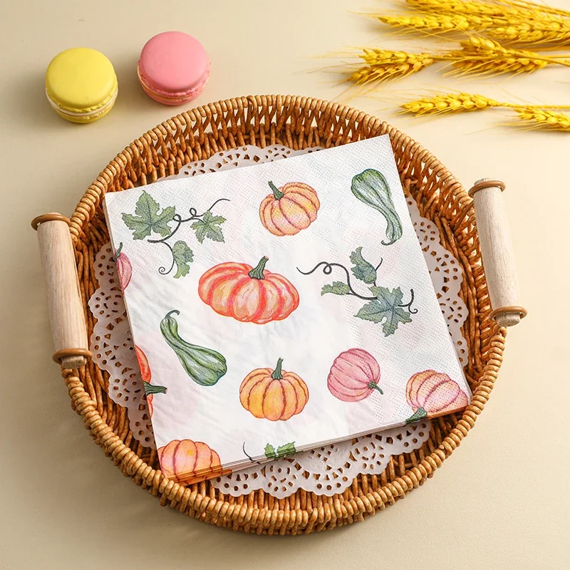 10/20pcs 33cm 2Ply Thanksgiving Pumpkin Colourful Paper Napkins Party Napkins Decorative Paper Placemats Butterfly Bartlet Paper