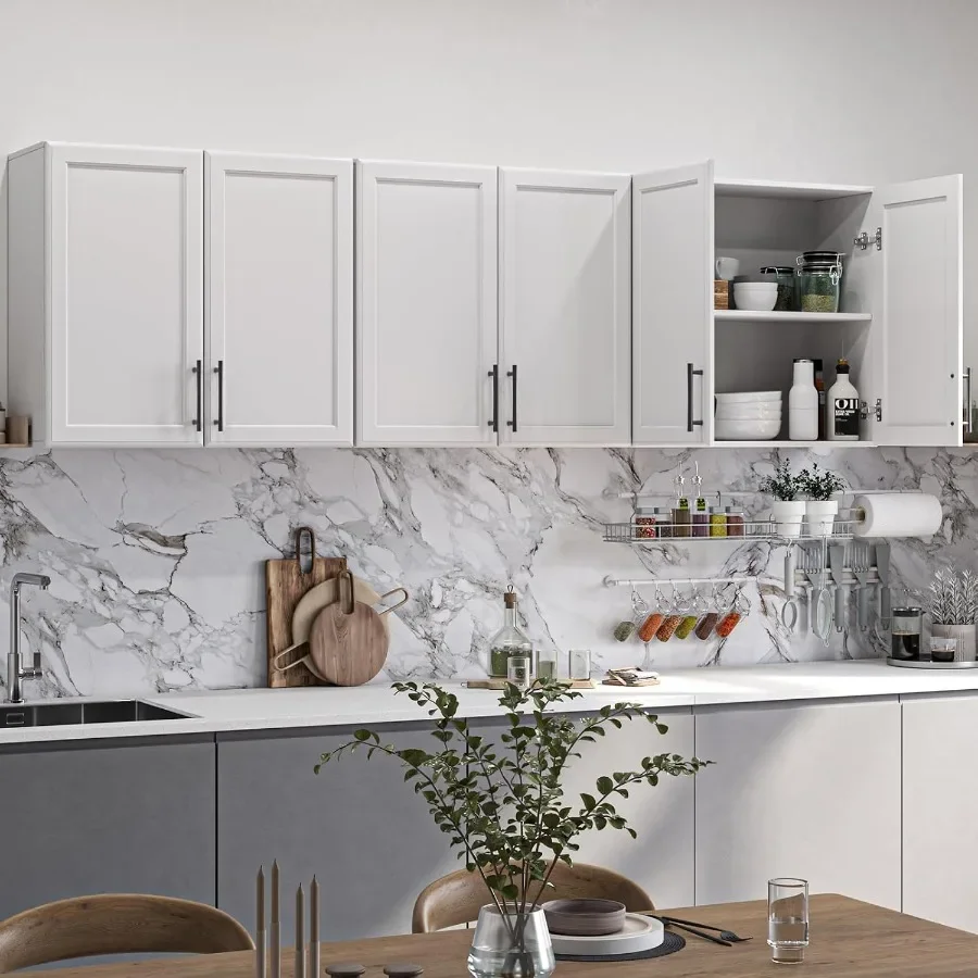 Set of 3 Kitchen Wall Storage Cabinet with Two Shaker Doors